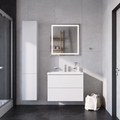 Комплект мебели: тумба с раковиной + смеситель + зеркало + аксессуары Am.Pm Gem BK90GA 80х40 подвесной цвет белый