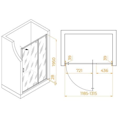 Душевая дверь RGW Passage 350800813-24 120х195 стекло матовое профиль черный