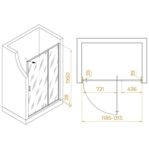 Душевая дверь RGW Passage 350800813-11 120х195 стекло прозрачное профиль хром - фото 5