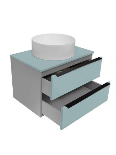 Тумба под раковину Runo Мальта 00-00004661 70х50 подвесная цвет голубой/серый - фото 2