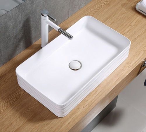 Раковина из сантехнического фаянса CeramaLux W1531-D1408 70х40 накладная цвет белый без отверстий под смеситель - фото 4