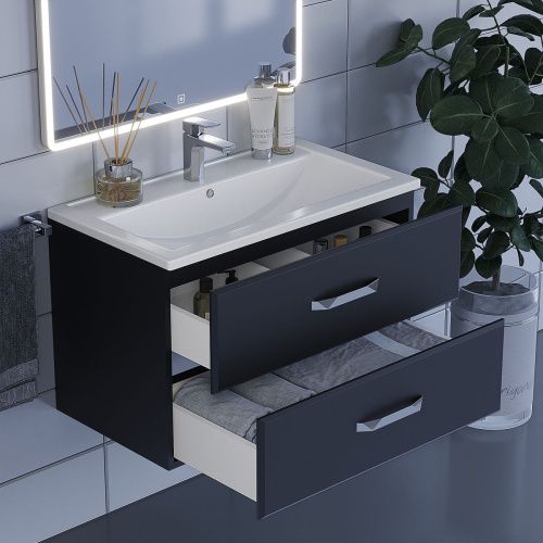 Тумба с раковиной Uperwood Foster 291020536 80х50 цвет черный - фото 5