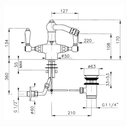 Смеситель Nicolazzi Petit Mont Blanc 1434BZ78 на биде бронза - фото 2