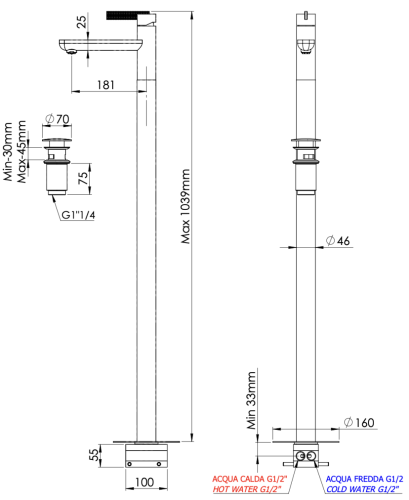 Смеситель для раковины Daniel Club ANC688XV напольный нержавеющая сталь - фото 2