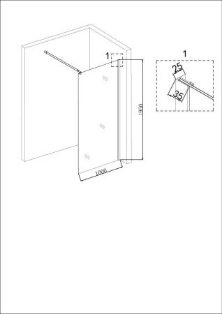 Душевая перегородка Niagara Nova NG-687-10BLACK 100х195 стекло с рисунком профиль черный