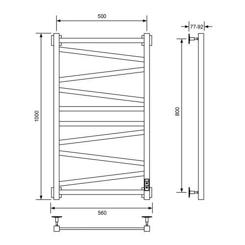 Полотенцесушитель электрический Veconi Barro-C B10050B-C 50х100 черный - фото 2