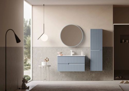 Тумба с раковиной Orka Moonlight 5001501 90х50 подвесная цвет голубой - фото 3