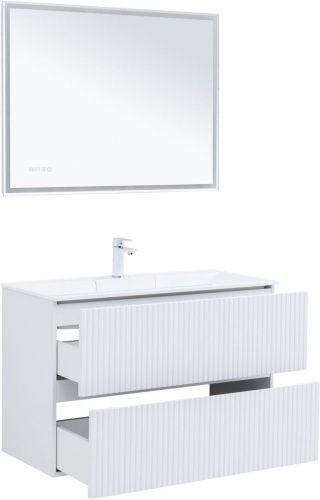 Тумба под раковину Aquanet Джейн 00313288 100х40 подвесная цвет белый - фото 4
