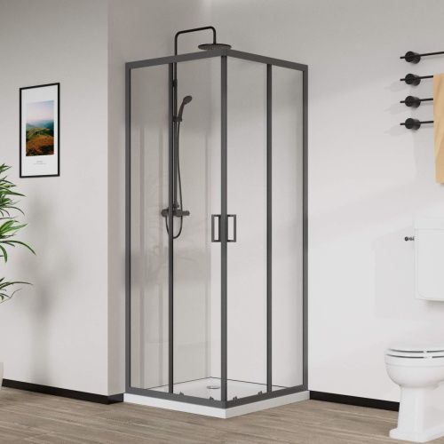 Душевой уголок Vincea City VSS-5CT8010CLGM 100х80 стекло прозрачное профиль вороненая сталь без поддона