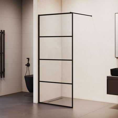 Душевая перегородка RGW Walk In 351001970-84 70х200 стекло с рисунком профиль черный