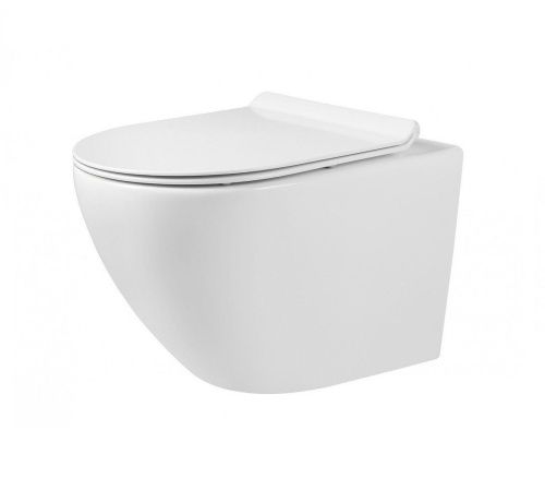 Унитаз Relisan WM 703 Гл000026451 белый с сиденьем микролифт безободковый каскадный смыв - фото 2
