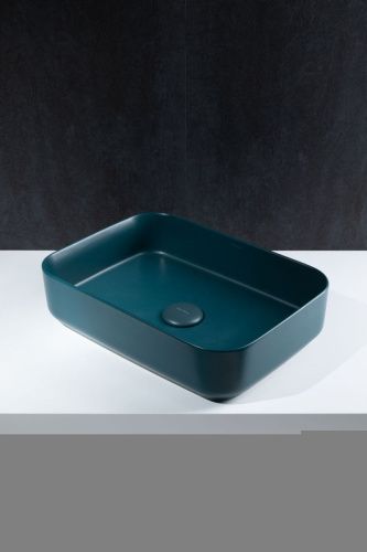 Раковина керамическая Allen Brau Fantasy 4.11021.PT 50х40 накладная цвет зеленый без отверстий под смеситель - фото 5