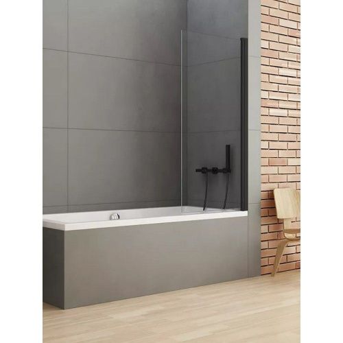 Душевая шторка на ванну New Trendy NEW SOLEO Black P-0069 60х140 стекло прозрачное профиль черный ориентация универсальная - фото 2