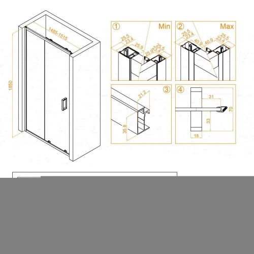 Душевая дверь RGW Classic 32091415-14 150х185 стекло прозрачное профиль черный - фото 5