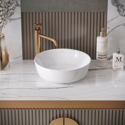 Раковина из сантехнического фаянса Grossman Style GR-3032 40х40 накладная цвет белый без отверстий под смеситель - фото 4