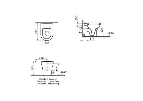 Чаша унитаза приставная Vitra Zentrum 5788B003-0075 цвет белый без сиденья - фото 3