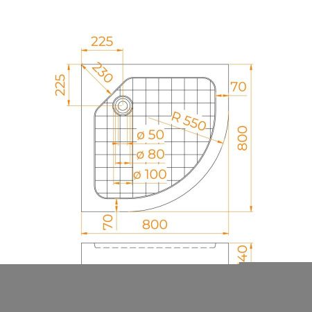 Душевой поддон из стеклопластика RGW SMC 57350488-01 80х80 белый с ножками