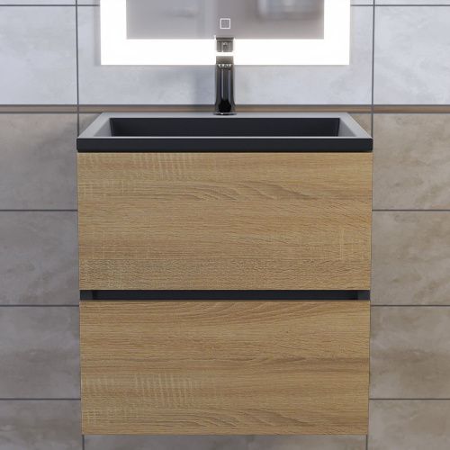 Тумба с раковиной Uperwood Barsa 298301041 60х50 цвет коричневый/черный - фото 3