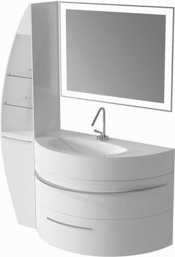 Тумба с раковиной De Aqua Эскалада 00186739 100х50 подвесная цвет белый - фото 2