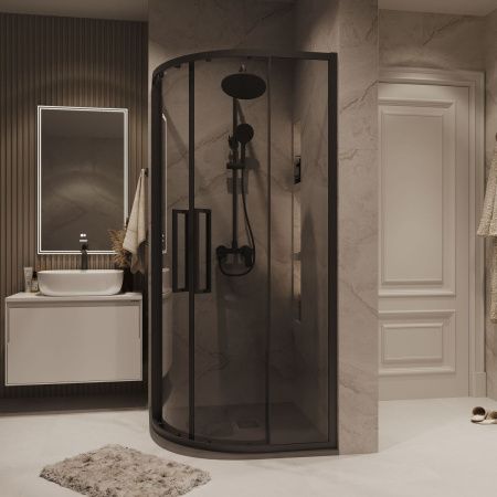 Душевой уголок Grossman Cosmo 301.K33.02.9090.21.10 90х90 стекло тонированное профиль черный без поддона