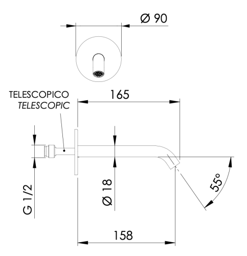 Излив Daniel Tokyo TK4704BDP настенный золото - фото 2