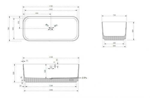 Ванна из искусственного камня Abber Stein AS9663Violett 170х75 отдельностоящая прямоугольная с каркасом - фото 4