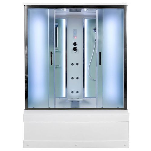 Душевой бокс AvaCan  EM4517LED+GM 170х90 стекло с рисунком профиль хром - фото 2