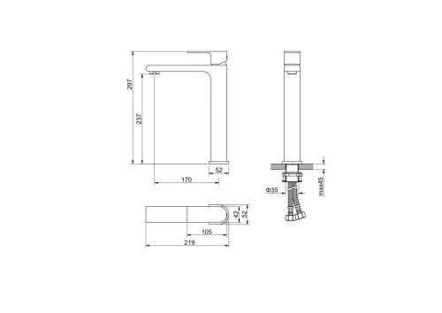 Смеситель Aquatek ЛИРА AQ1404MB на раковину черный - фото 4