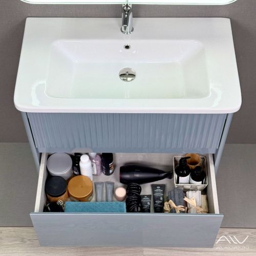 Тумба с раковиной Alavann Wave ALV1113000 80х50 подвесная цвет серый - фото 2