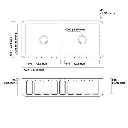 Кухонная мойка Kerasan Hanna Glasse 545101 100х45 цвет белый поверхность глянцевая