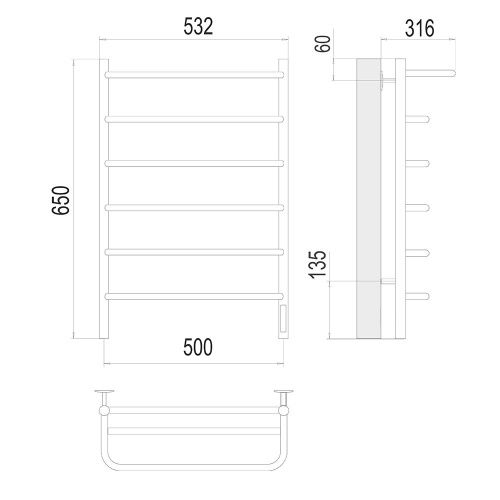 Полотенцесушитель электрический Terminus 4670078531438 55х65 хром - фото 3