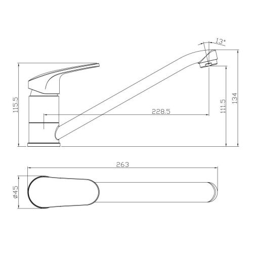 Смеситель для кухни Rossinka RS45 RS45-21 на мойку хром - фото 2