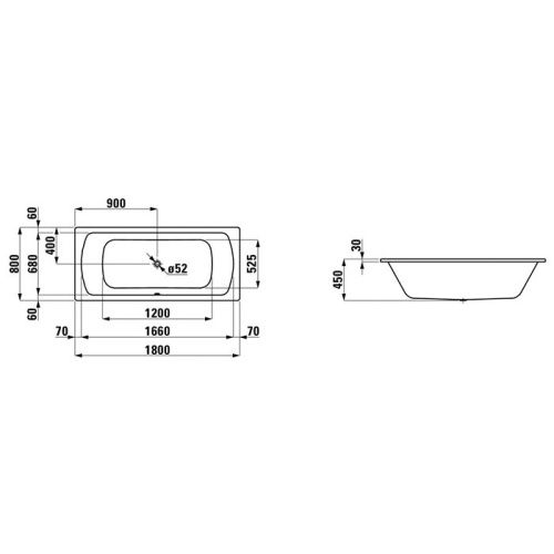 Ванна стальная Laufen Pro 2.2795.3.600.040.1 180х80 встраиваемая прямоугольная без ножек - фото 2