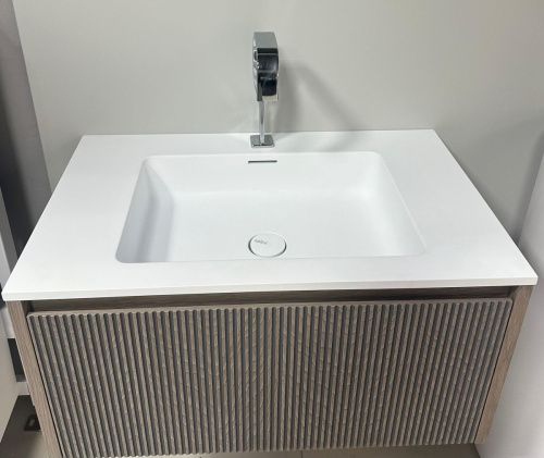 Раковина из искусственного камня S-Stone Salini Onda Plus 1402203MN 200х60 подвесная цвет белый без отверстий под смеситель - фото 3