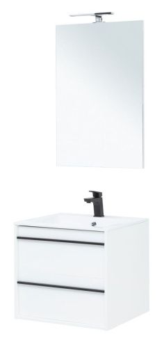 Комплект мебели: тумба с раковиной + зеркало Aquanet Lino 00271951 60x50x138 подвесной цвет белый - фото 2