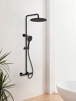 Душевая стойка Vincea Esse VSFS-1E1TMB настенная цвет черный с термостатом