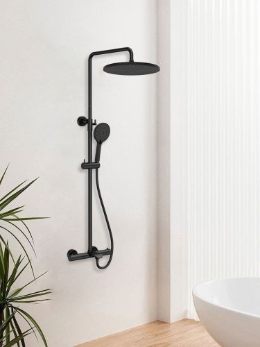 Душевая стойка Vincea Esse VSFS-1E1TMB настенная цвет черный с термостатом