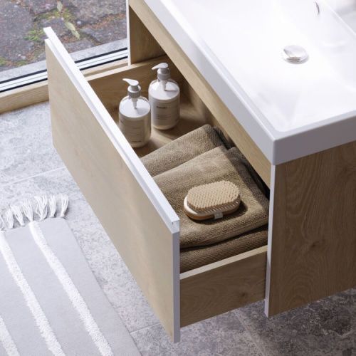 Тумба под раковину Aqwella Y URB0110DD 100х40 подвесная цвет коричневый - фото 5