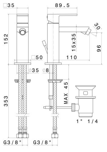 Смеситель Kerama Marazzi FUTURA 66425KM.01.093 на биде черный - фото 2