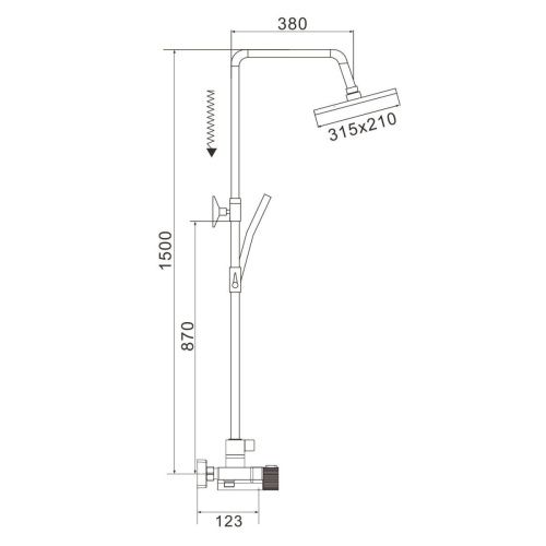 Душевая стойка Rose R1896-6 настенная цвет хром с термостатом - фото 3