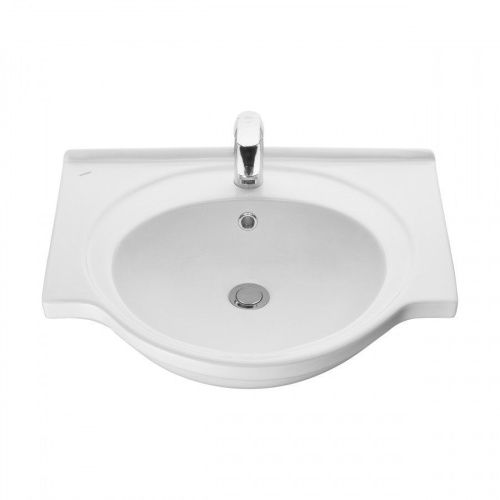 Раковина из сантехнического фарфора Santeri Сатурн 131211S0011B0 60х50 накладная цвет белый 1 отверстие под смеситель - фото 3