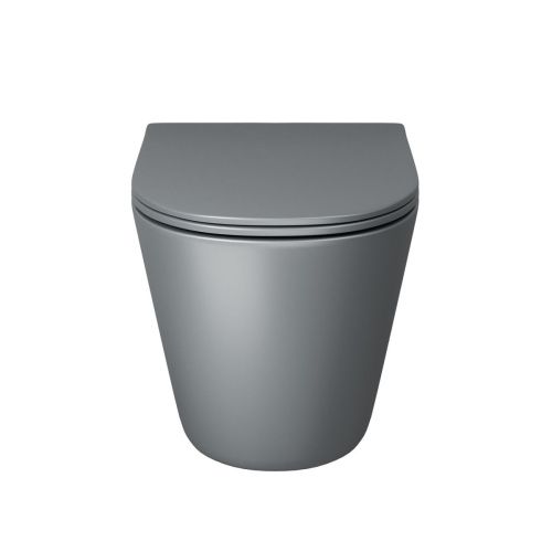 Унитаз подвесной Grossman Торнадо GR-4477GMSQ серый с сиденьем микролифт безободковый смыв торнадо - фото 2