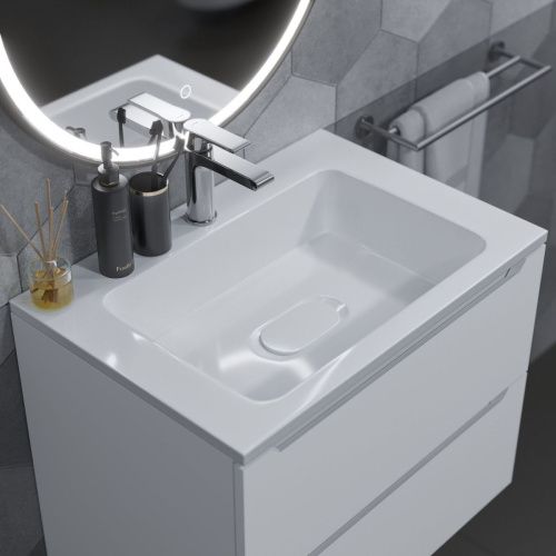 Раковина из искусственного камня Uperwood Modul 2911020339 60х50 полувстраиваемая цвет белый - фото 2