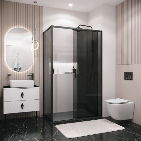 Боковая стенка Grossman Style 200.K33.05.100.21.10 100х195 стекло тонированное профиль черный