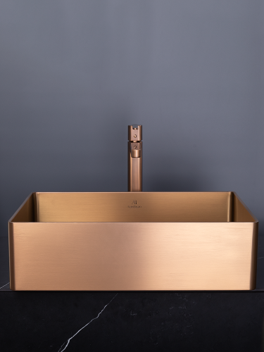 Раковина из нержавеющей стали AltroBagno Accordo AltroBagnoAccordo001011RaSp 50х40 накладная цвет медь - фото 2