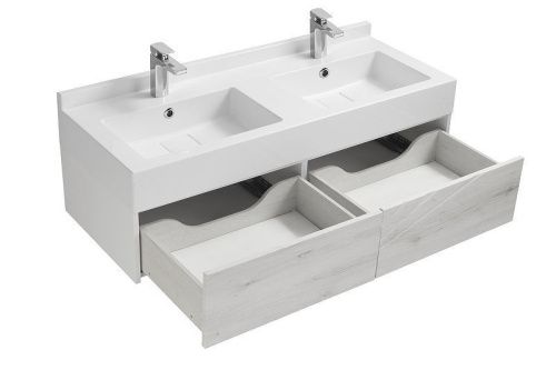 Тумба под раковину Aquaton Сакура 1A219701SKW80 120х50 подвесная цвет серый/белый - фото 3