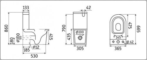 Унитаз напольный с бачком CeramaLux 2178 белый с сиденьем микролифт безободковый каскадный смыв - фото 2