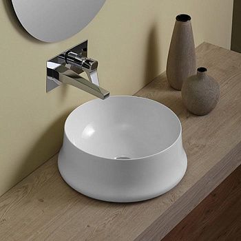 Раковина из сантехнического фаянса Simas SHARP SH02bi*0 40х40 накладная цвет белый без отверстий под смеситель