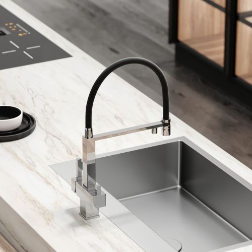 Смеситель для кухни Sancos Moro SC4006CH на мойку черный/хром - фото 3