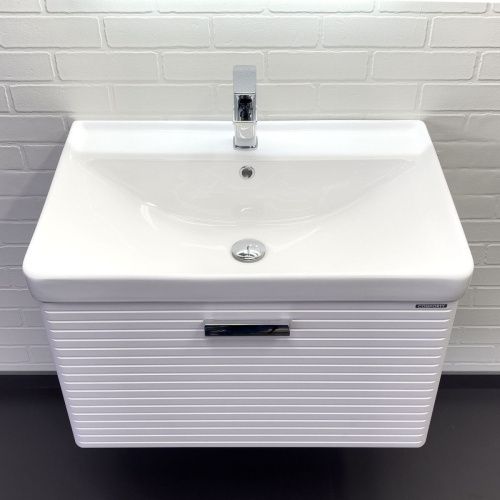 Тумба с раковиной Comforty Танжер 00-00019565CF 70х50 подвесная цвет белый - фото 5
